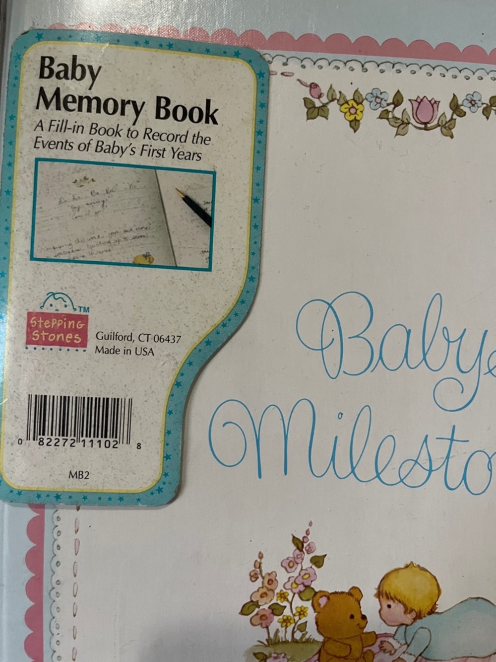 Precious Moments Vintage Baby's Milestones Memory Book - White, Pink, Blue - Picture 3 of 5